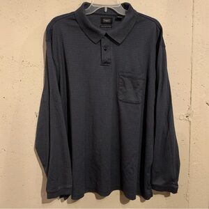 Long Sleeve Polo Shirt Haggar Mens Size XL Blue Gray Stain Resistant